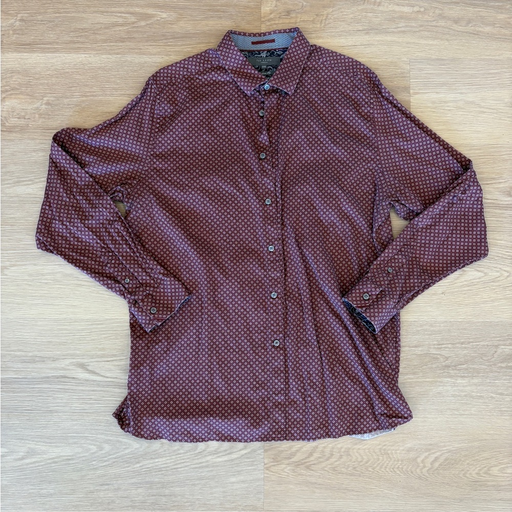 Ted baker London Modern Fit 17.5 men's Burgundy Patterned Shirt